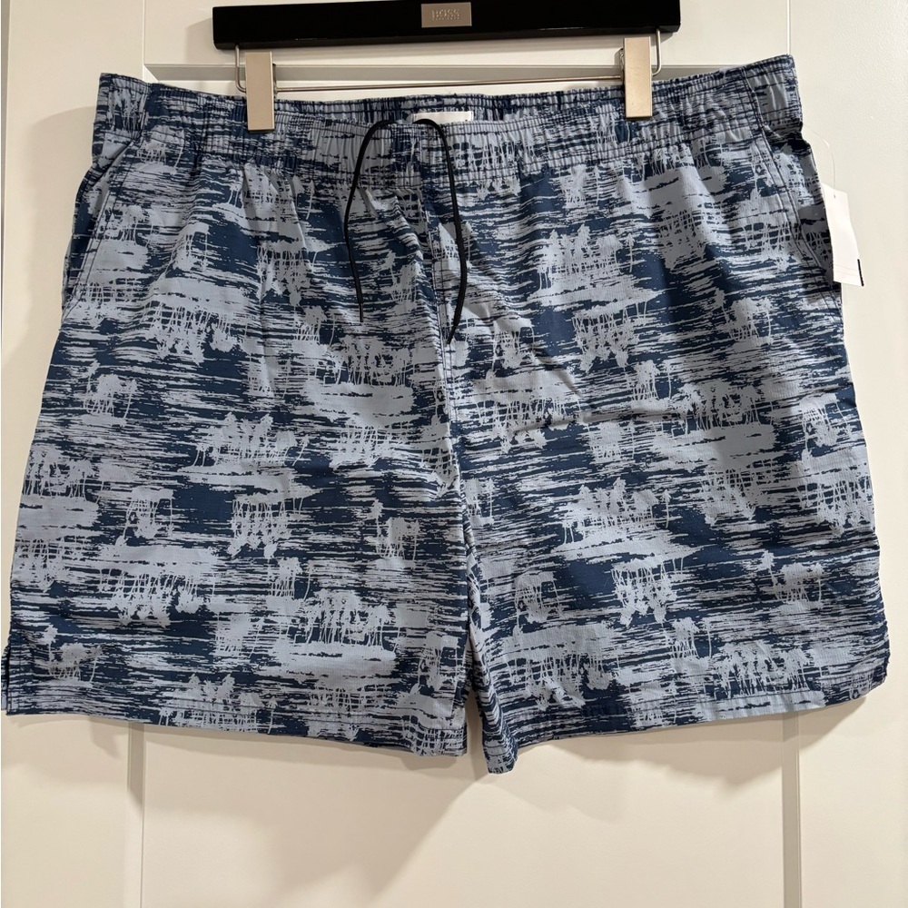 Men's Blue Patterned Swim Shorts